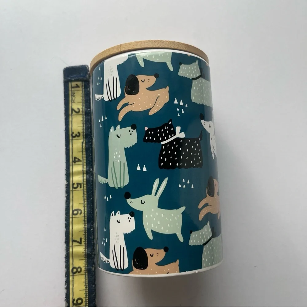 Dog Patterned Blue Canister